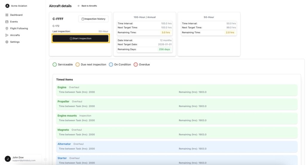 Start a New Inspection Process