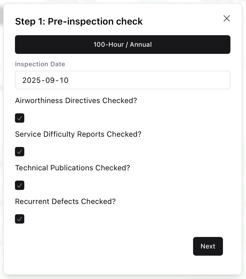 Aircraft Inspection Step 1