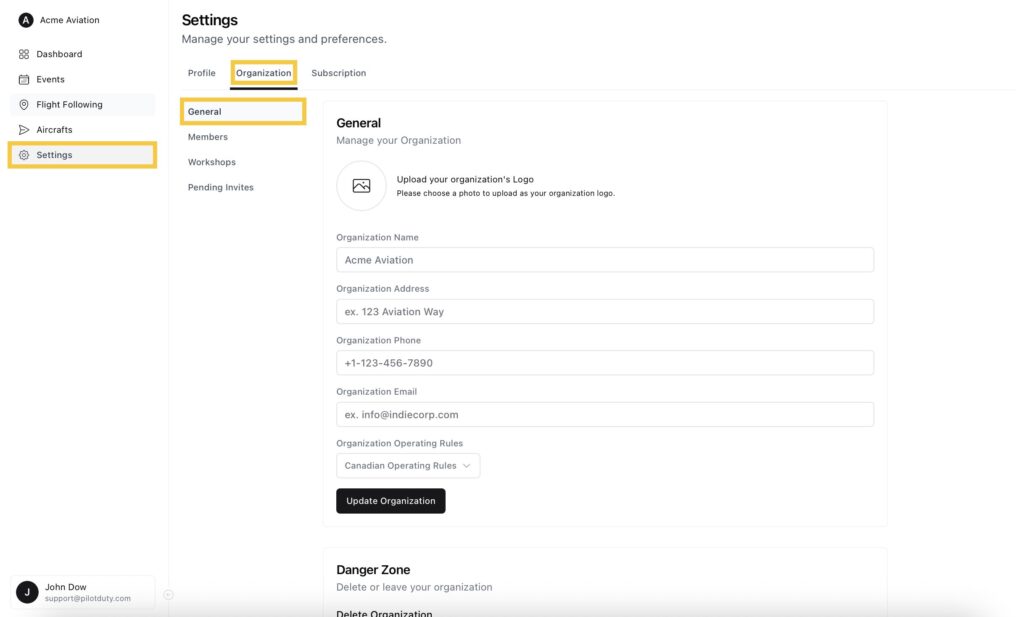 organization profile