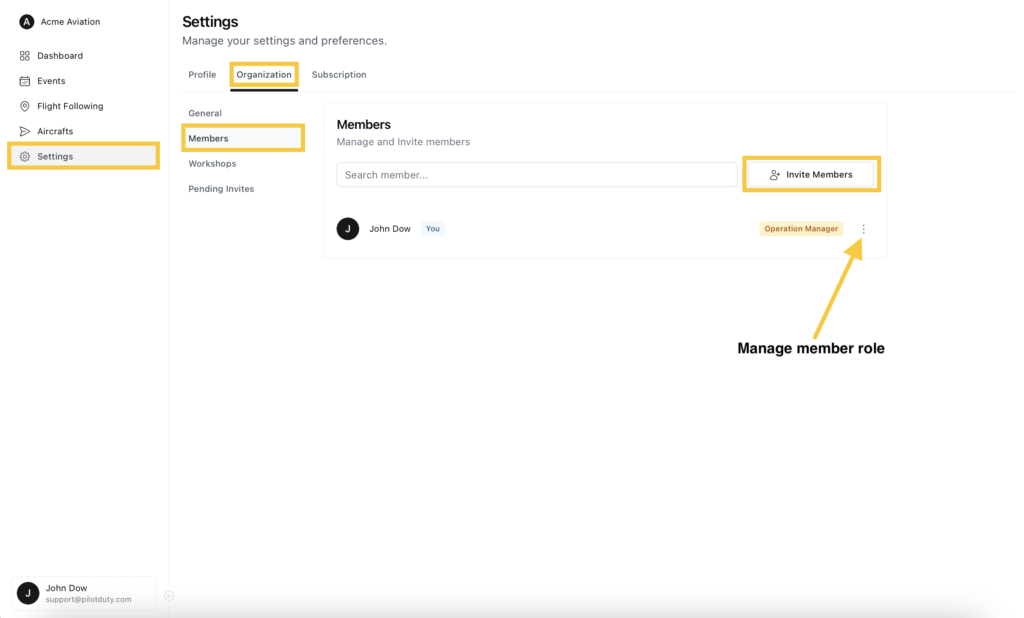 Manage Organization Members