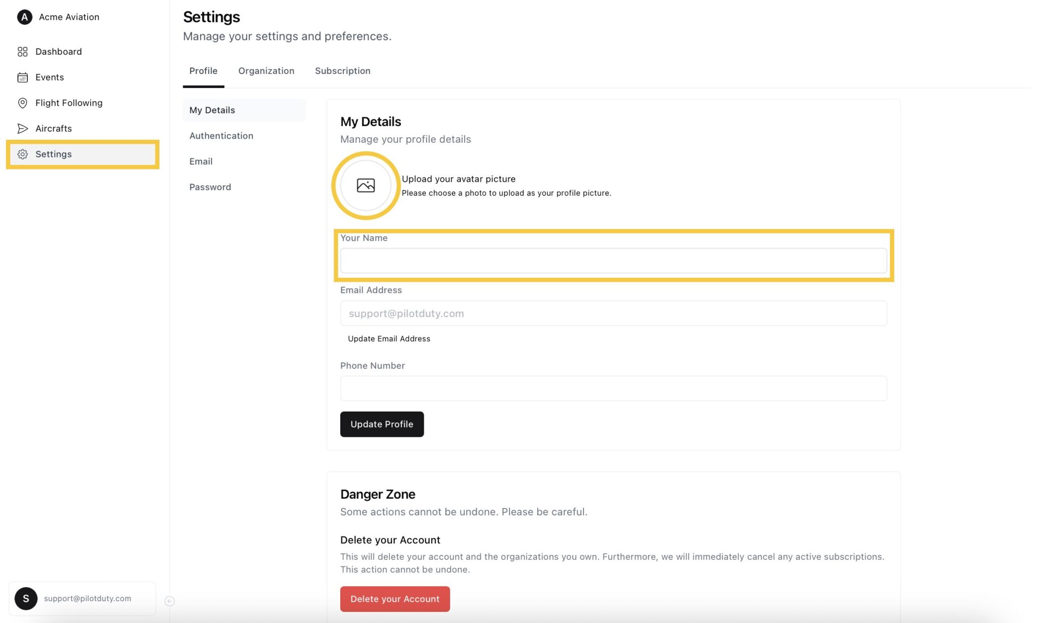 Edit Your User Profile Easily on PilotDuty